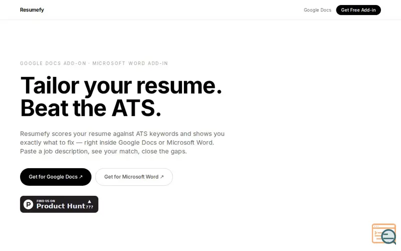 Screenshot of Resumefy