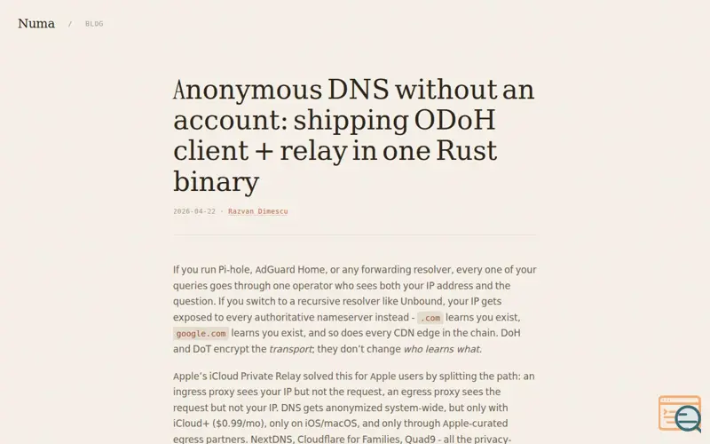 Screenshot of Numa