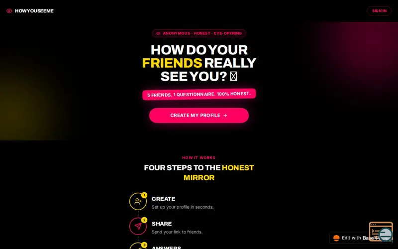 Screenshot of HowYouSeeMe