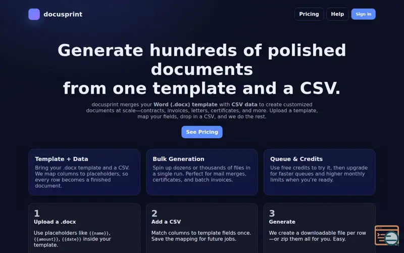 Screenshot of DocuSprint