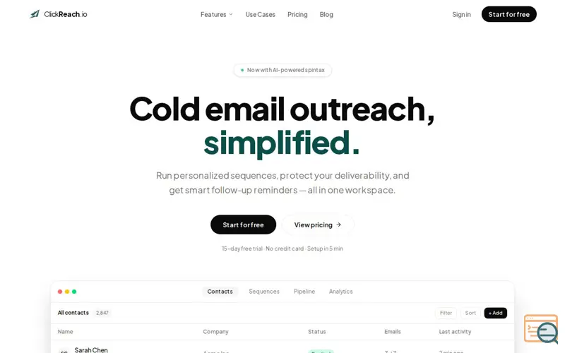 Screenshot of ClickReach.io