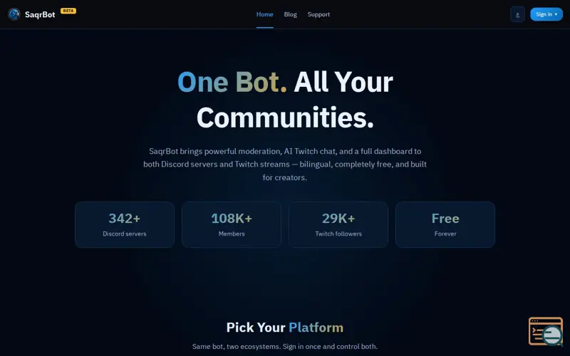Screenshot of SaqrBot