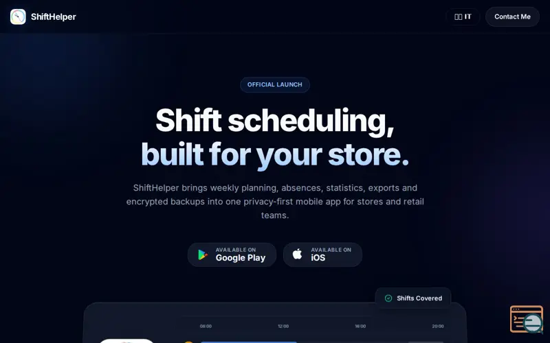 Screenshot of ShiftHelper