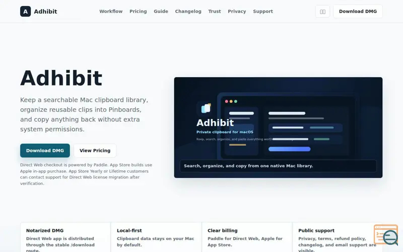Screenshot of Adhibit