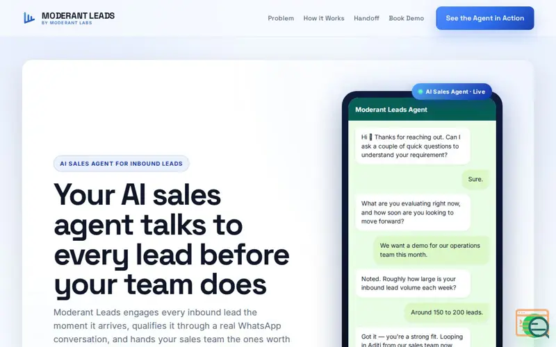 Screenshot of Moderant Leads