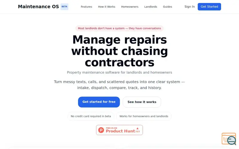 Screenshot of Maintenance OS