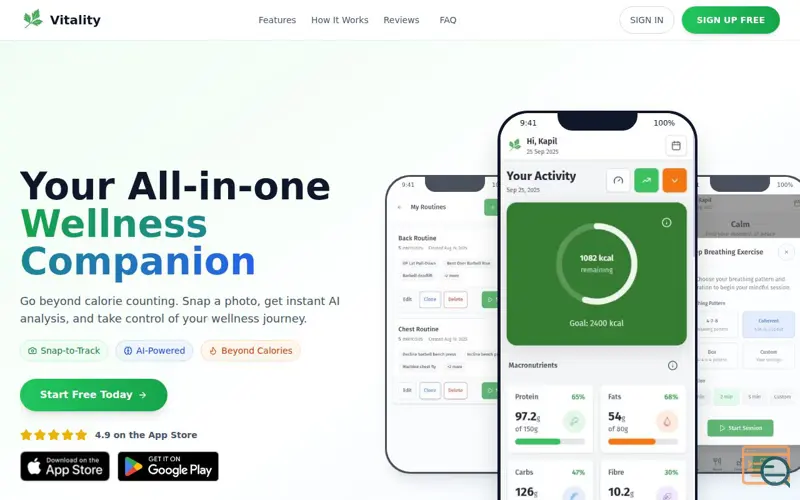 Screenshot of Vitality: Fitness & Nutrition