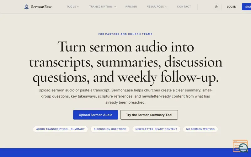 Screenshot of SermonEase