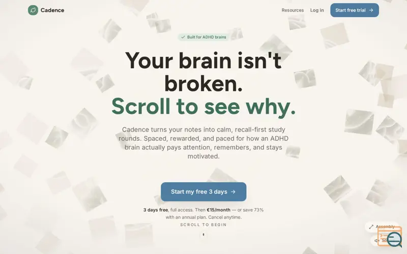 Screenshot of Cadence ADHD