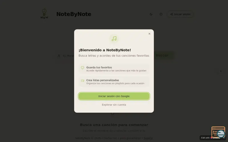 Screenshot of NoteByNote