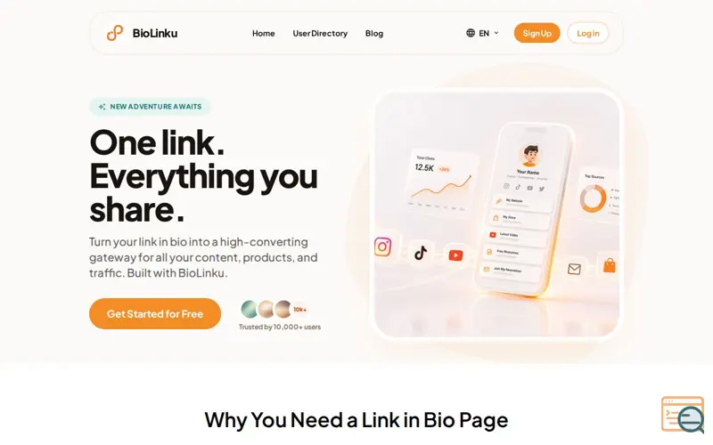 Screenshot of BioLinku