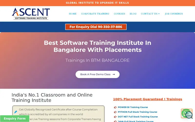 Screenshot of Ascent Software Training Institute