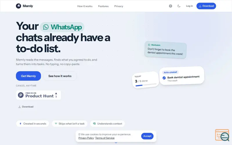 Screenshot of Memly