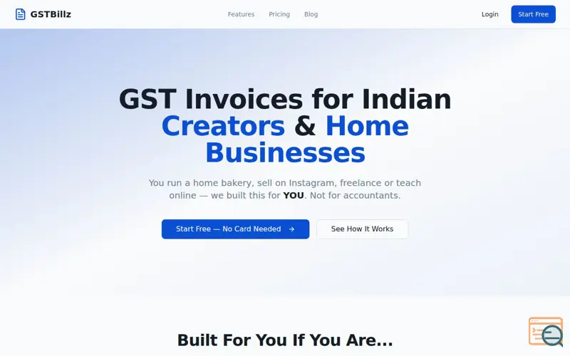 Screenshot of GSTBillz-GST Billing for Indian Creators