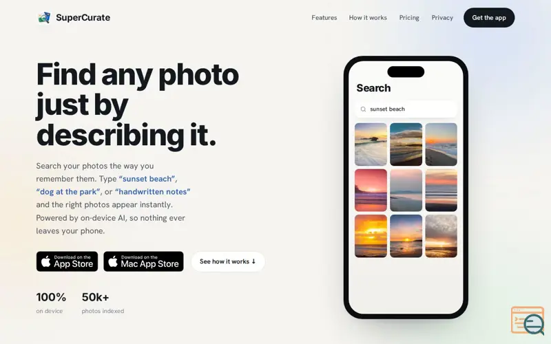 Screenshot of SuperCurate Photos