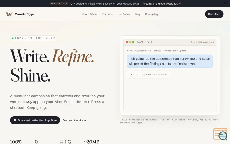 Screenshot of WunderType - AI Text Shortcuts