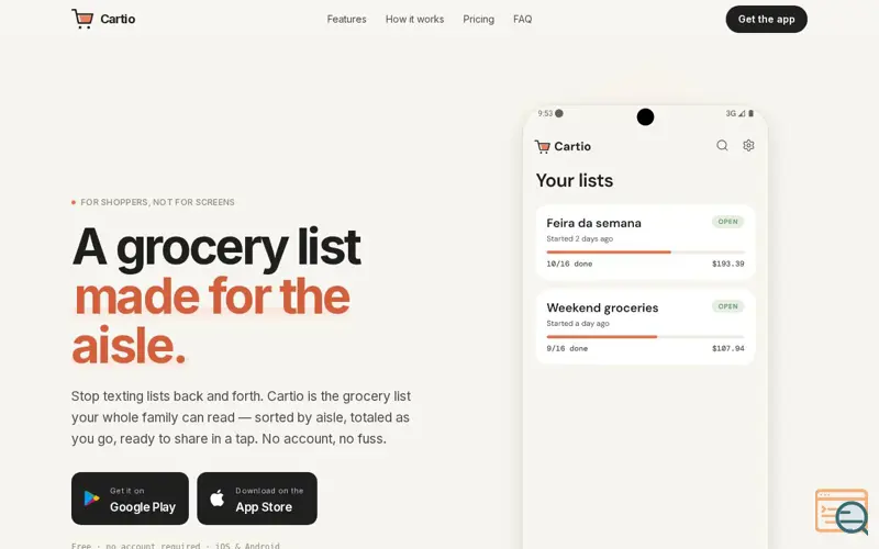 Screenshot of Cartio