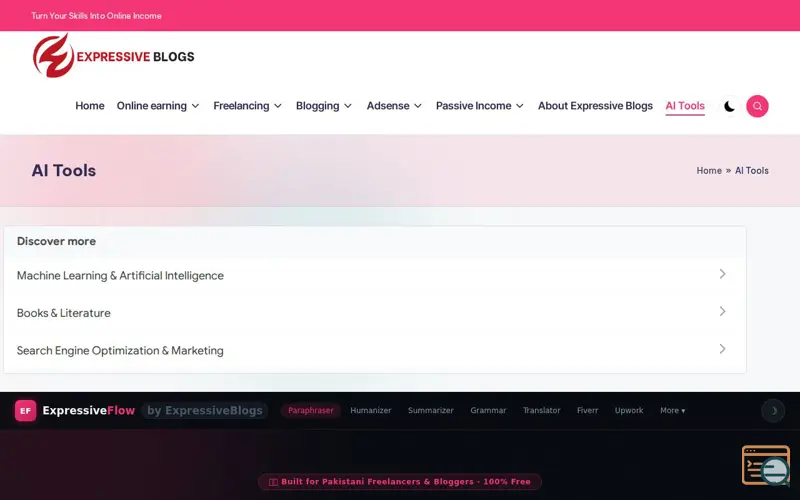 Screenshot of expressiveflow