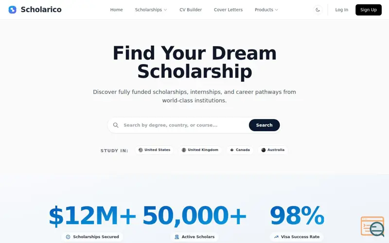 Screenshot of Scholarico
