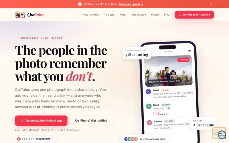 Screenshot of OurTales