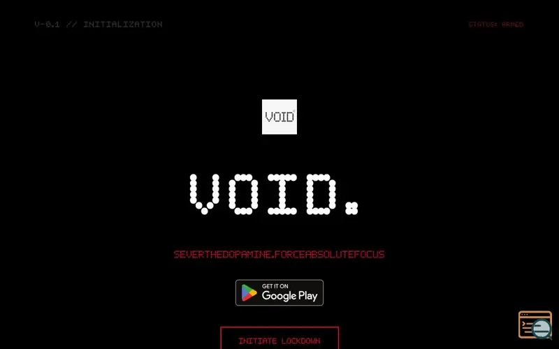 Screenshot of V O I D ., a launch using Mint.rs DNS