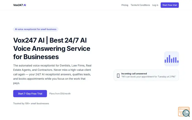 Screenshot of Vox247 AI
