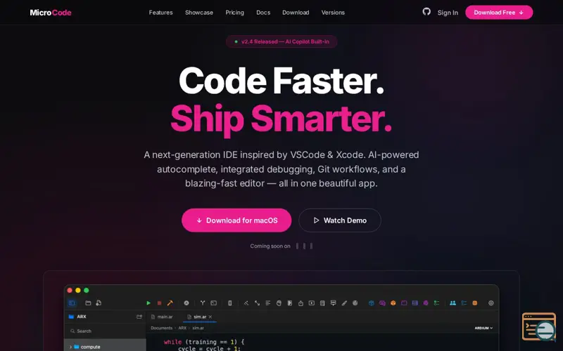 Screenshot of MicroCode — The IDE Built for Gen Z