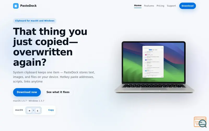 Screenshot of PasteDock