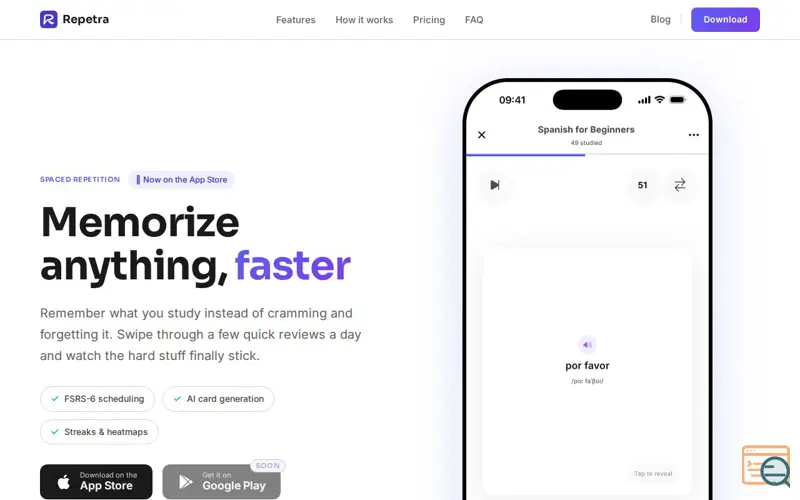 Screenshot of Repetra