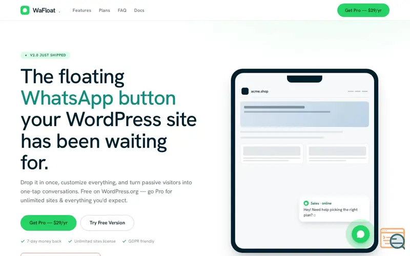 Screenshot of WaFloat