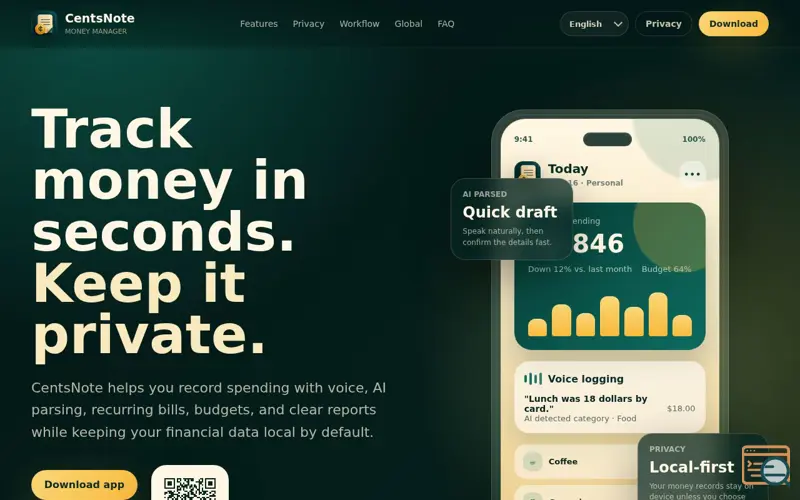 Screenshot of CentsNote