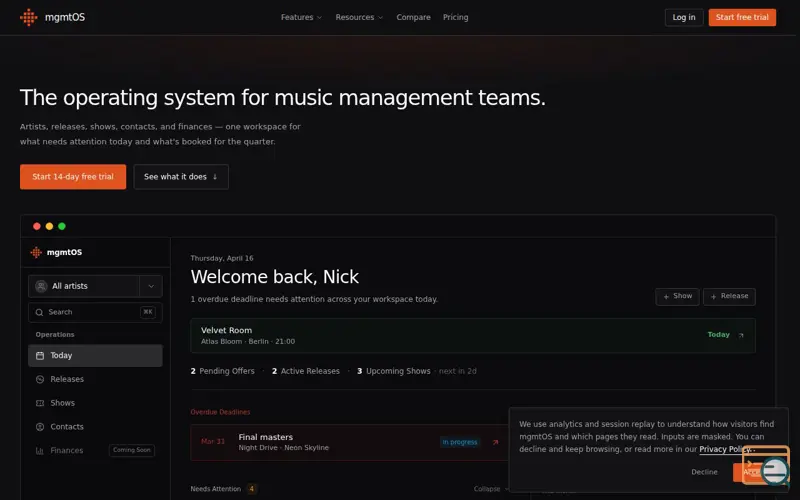 Screenshot of mgmtOS