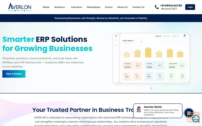 Screenshot of Averlon Solutions