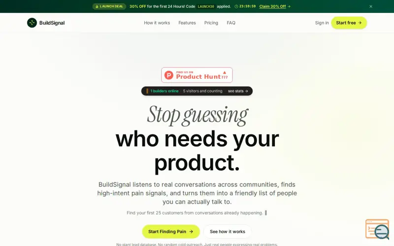 Screenshot of Build Signal