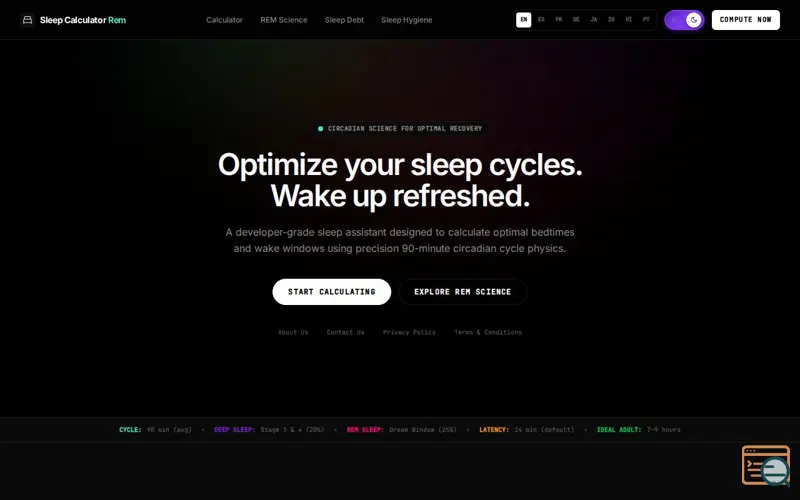 Screenshot of Sleep Calculator