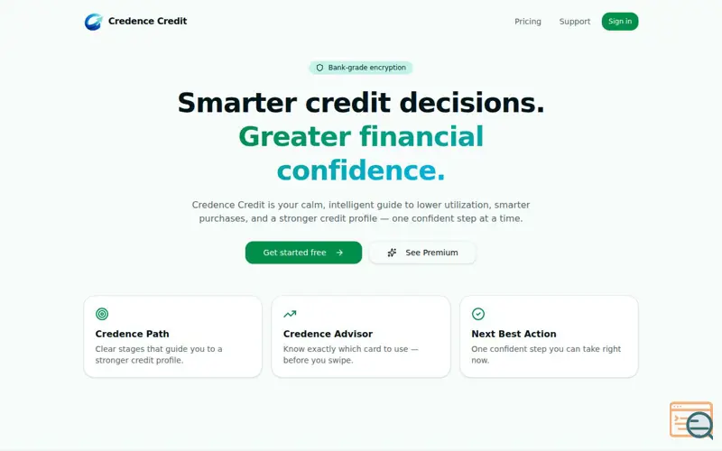 Screenshot of Credence Credit