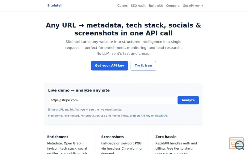 Screenshot of SiteIntel