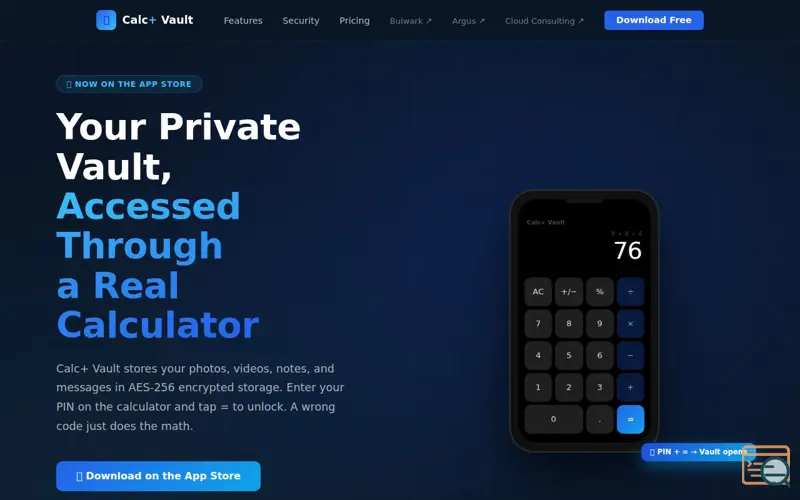 Screenshot of Calc+ Vault