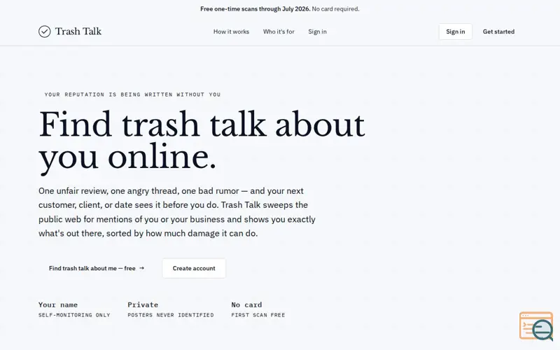 Screenshot of Trash Talk — Reputation management