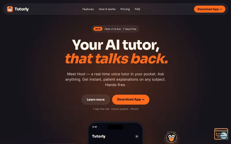 Screenshot of Tutorly AI