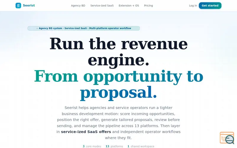 Screenshot of Seerist : Agency & SaaS BD System., a launch using InstantDB