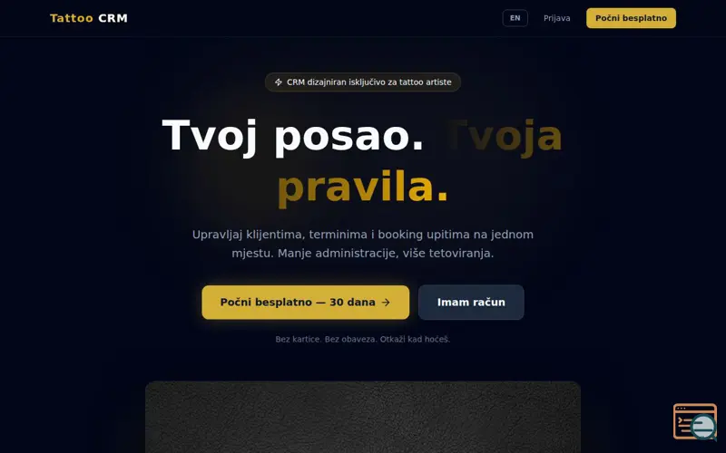 Screenshot of Tattoo CRM
