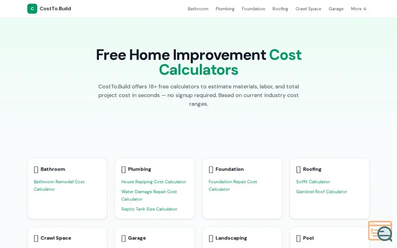 Screenshot of CostTo.Build