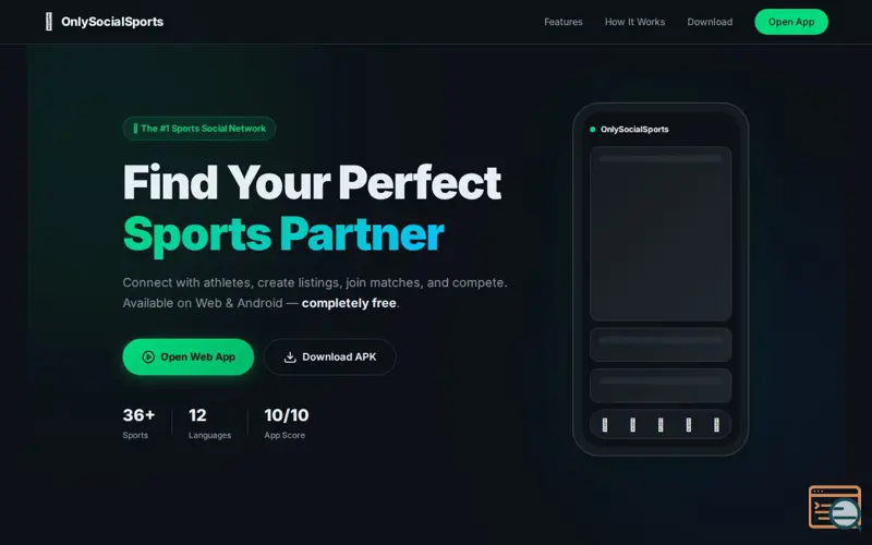 Screenshot of OnlySocialSports