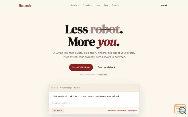 Screenshot of Humanly