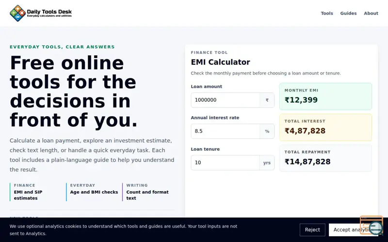 Screenshot of Daily Tools Desk