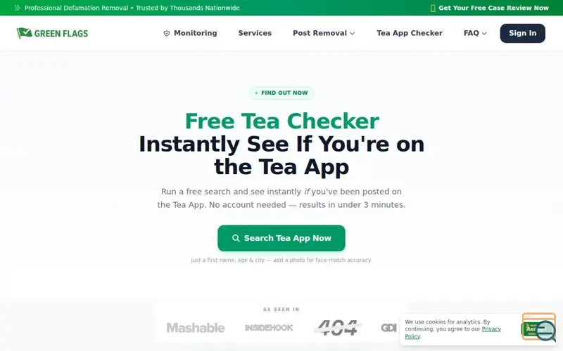 Screenshot of Tea App Checker