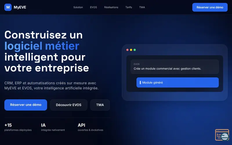Screenshot of CRM ERP & automatisation | MyEVE, a launch using LWS