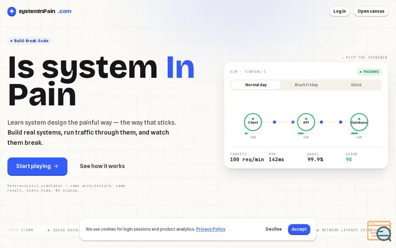 Screenshot of systemInPain