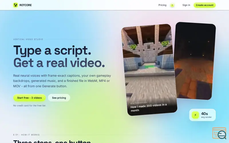 Screenshot of ROTCORE